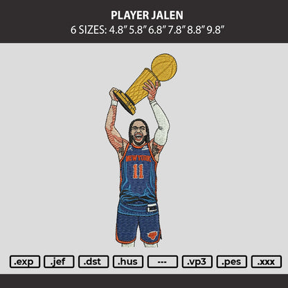 Player Jalen Embroidery Machine Design File 6 sizes