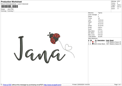 ALL NAMES Embroidery File 6 size