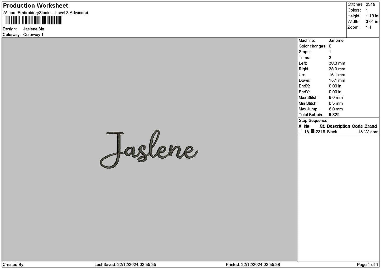 Names 2212b Embroidery File 6 sizes
