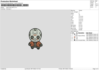 Jason Chibi Embroidery File 6 sizes