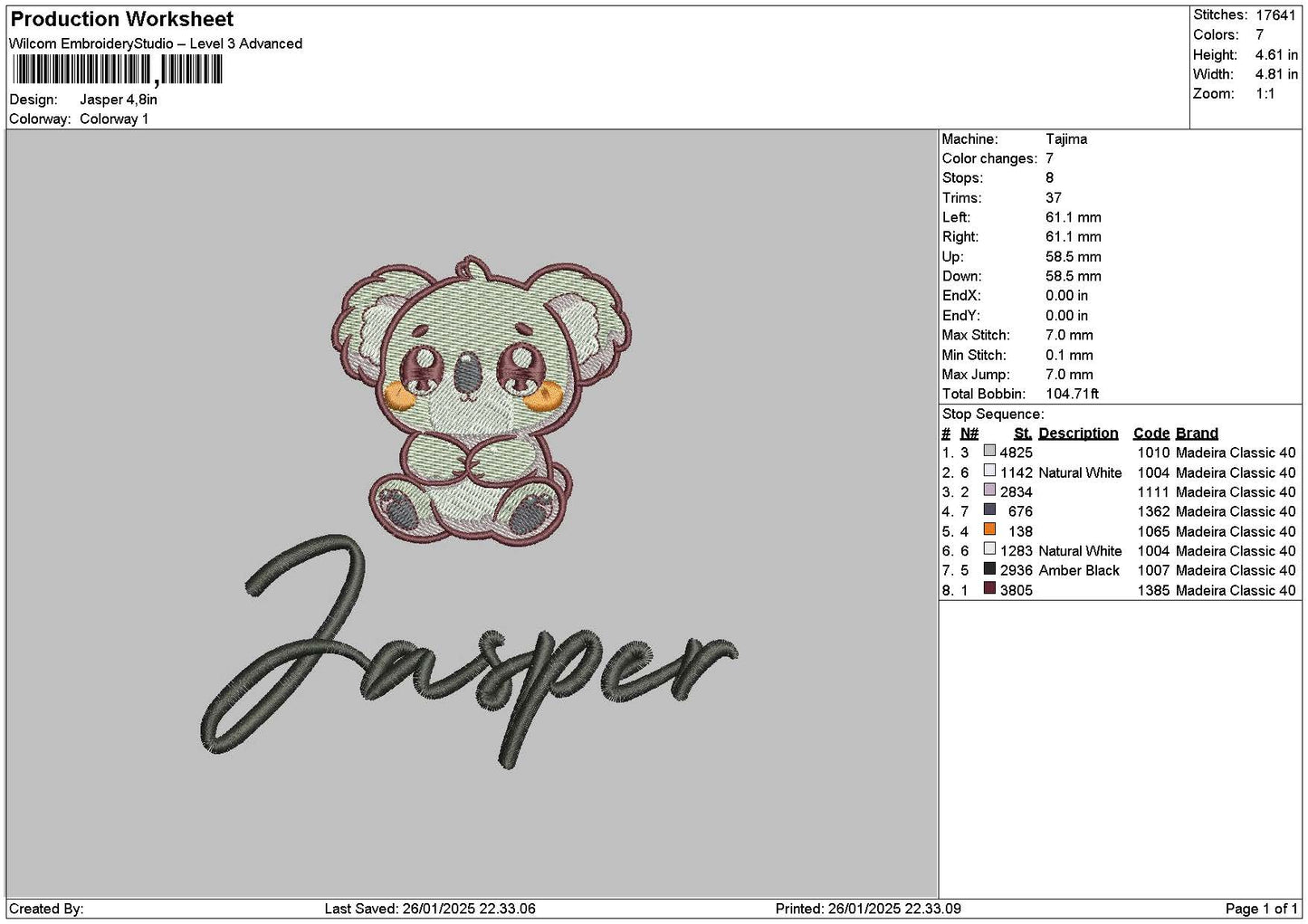 Jaspertext Embroidery File 6 sizes