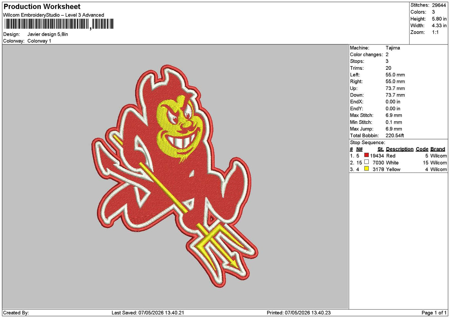 Javier0705 Embroidery File 6 sizes