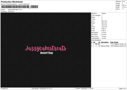 Jazzycakesthreats Embroidery File 4 sizes