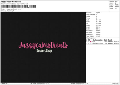 Jazzycakesthreats Embroidery File 4 sizes