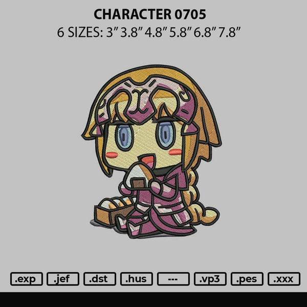 Character0705 Embroidery File 6 sizes