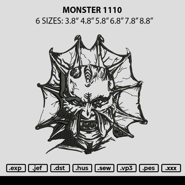 Monster 1110 Embroidery File 6 sizes