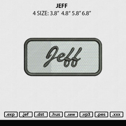 Jeff Embroidery File 4 size