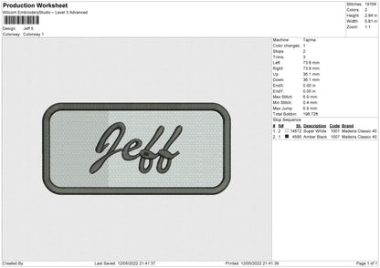Jeff Embroidery File 4 size