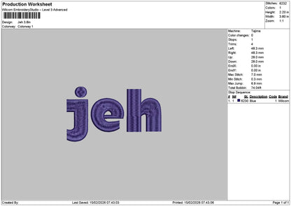 jehtext Embroidery File 6 sizes