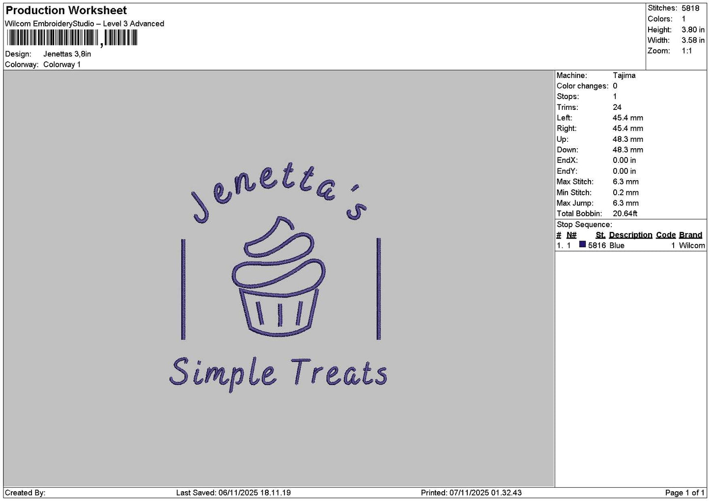 Cakesimple Embroidery File 6 sizes
