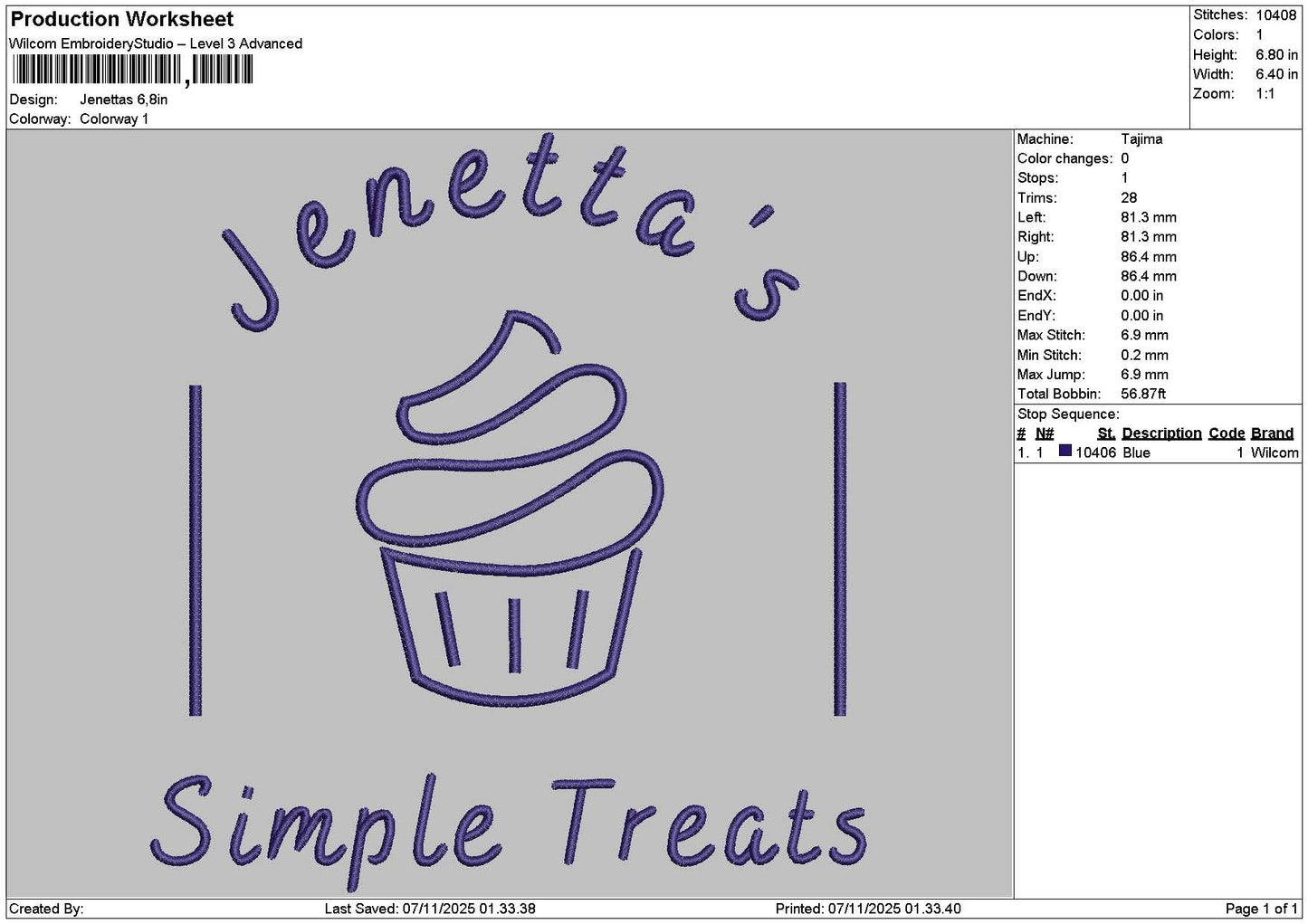 Cakesimple Embroidery File 6 sizes