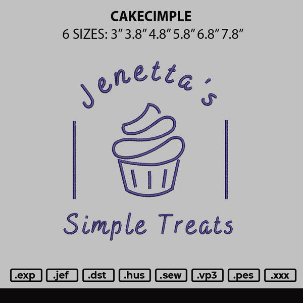 Cakesimple Embroidery File 6 sizes
