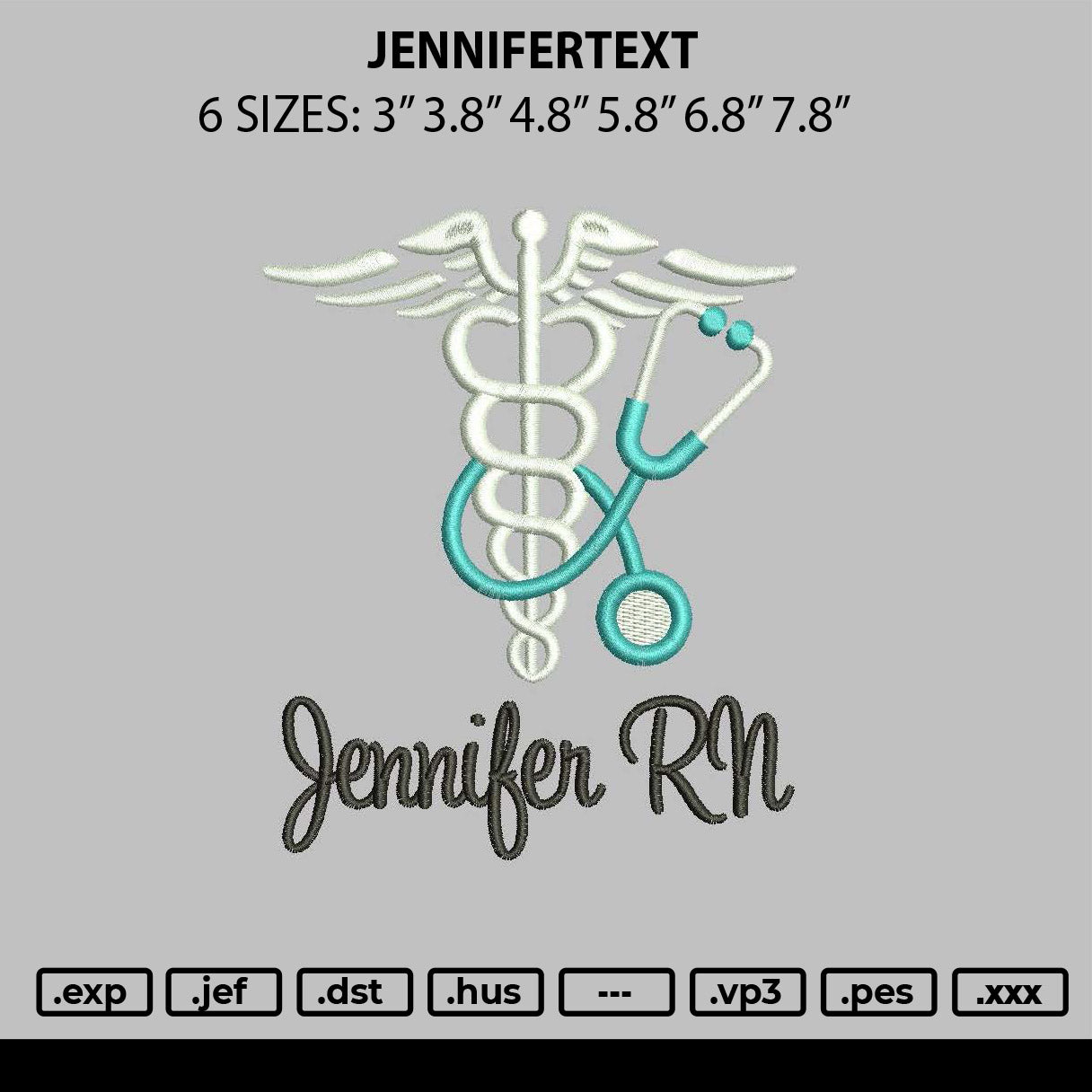 Jennifertext Embroidery File 6 sizes