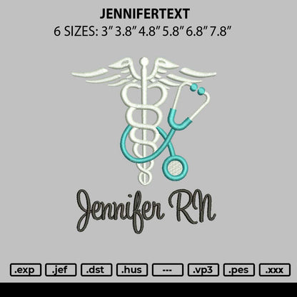 Jennifertext Embroidery File 6 sizes