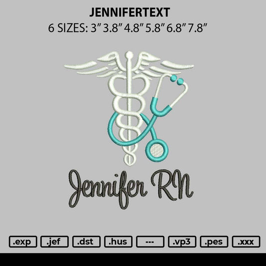 Jennifertext Embroidery File 6 sizes