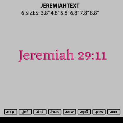 Jermiahtext Embroidery File 6 sizes
