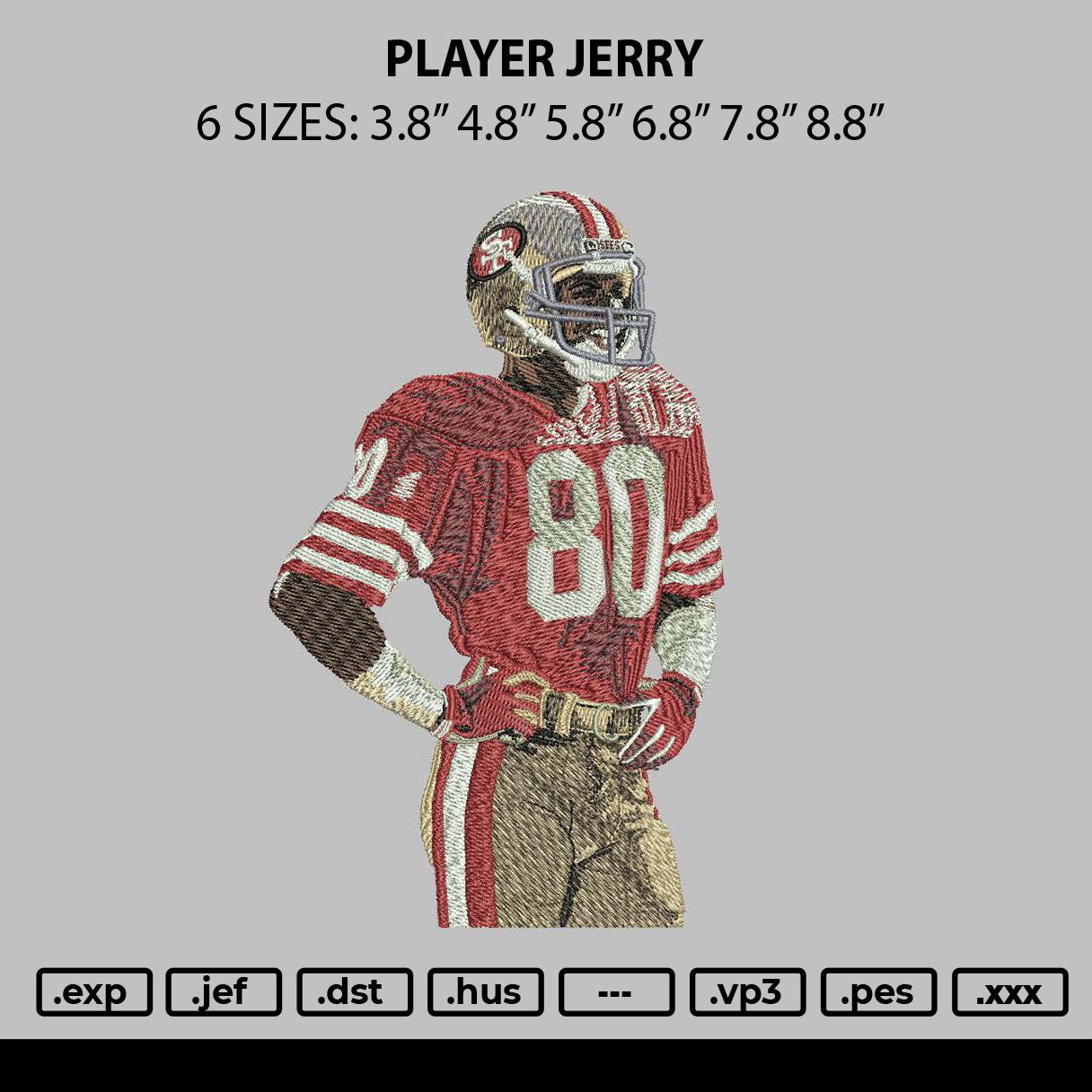 Player Jerry Embroidery File 6 sizes
