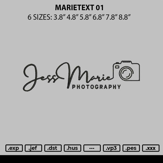 Marietext 01 Embroidery File 6 sizes