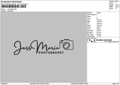 Marietext 01 Embroidery File 6 sizes