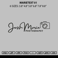 Marietext 01 Embroidery File 6 sizes