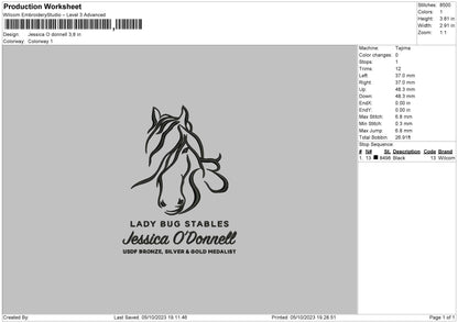 Jessica O Embroidery File 6 sizes