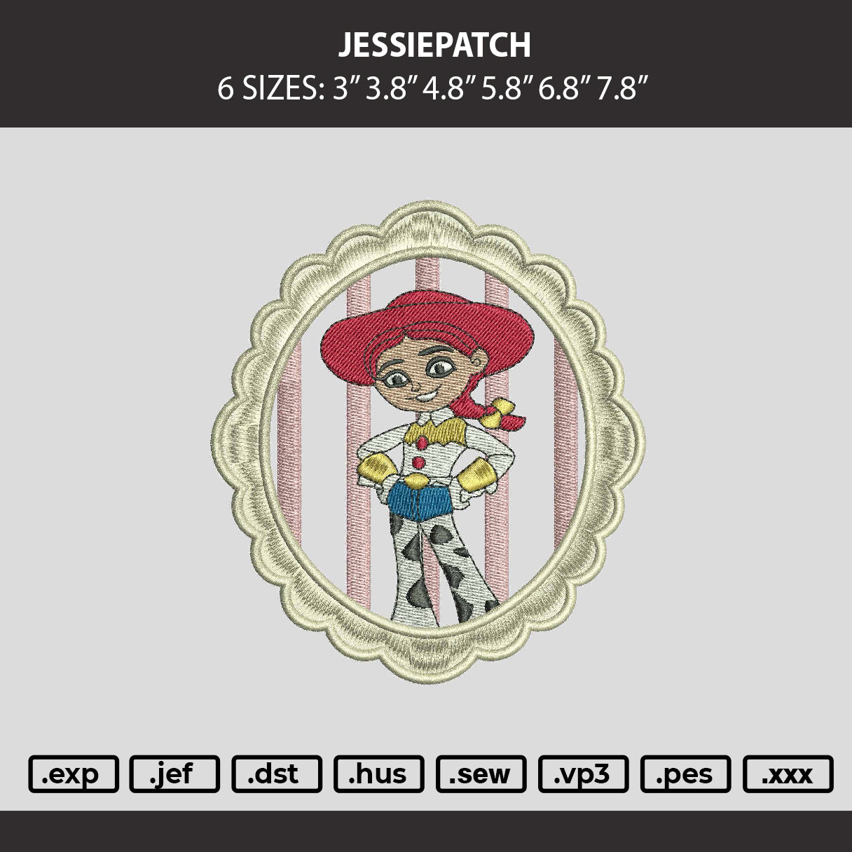 Jessiepatch Embroidery Machine Design File 6 sizes