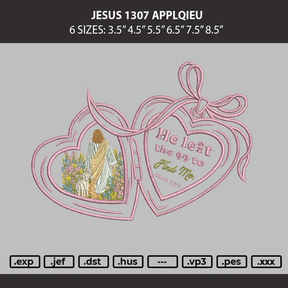 Jesus 1307 Applique Embroidery Machine Design File 6 sizes