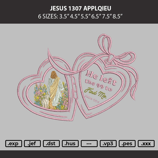 Jesus 1307 Applique Embroidery Machine Design File 6 sizes