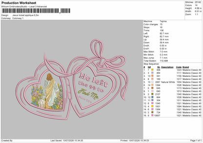 Jesus 1307 Applique Embroidery Machine Design File 6 sizes