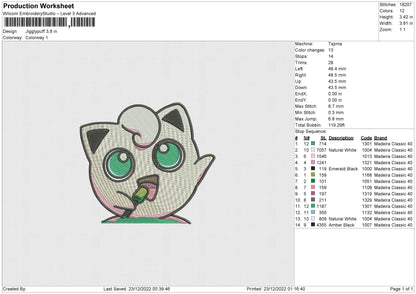 Jigglypuff Embroidery File 6 sizes