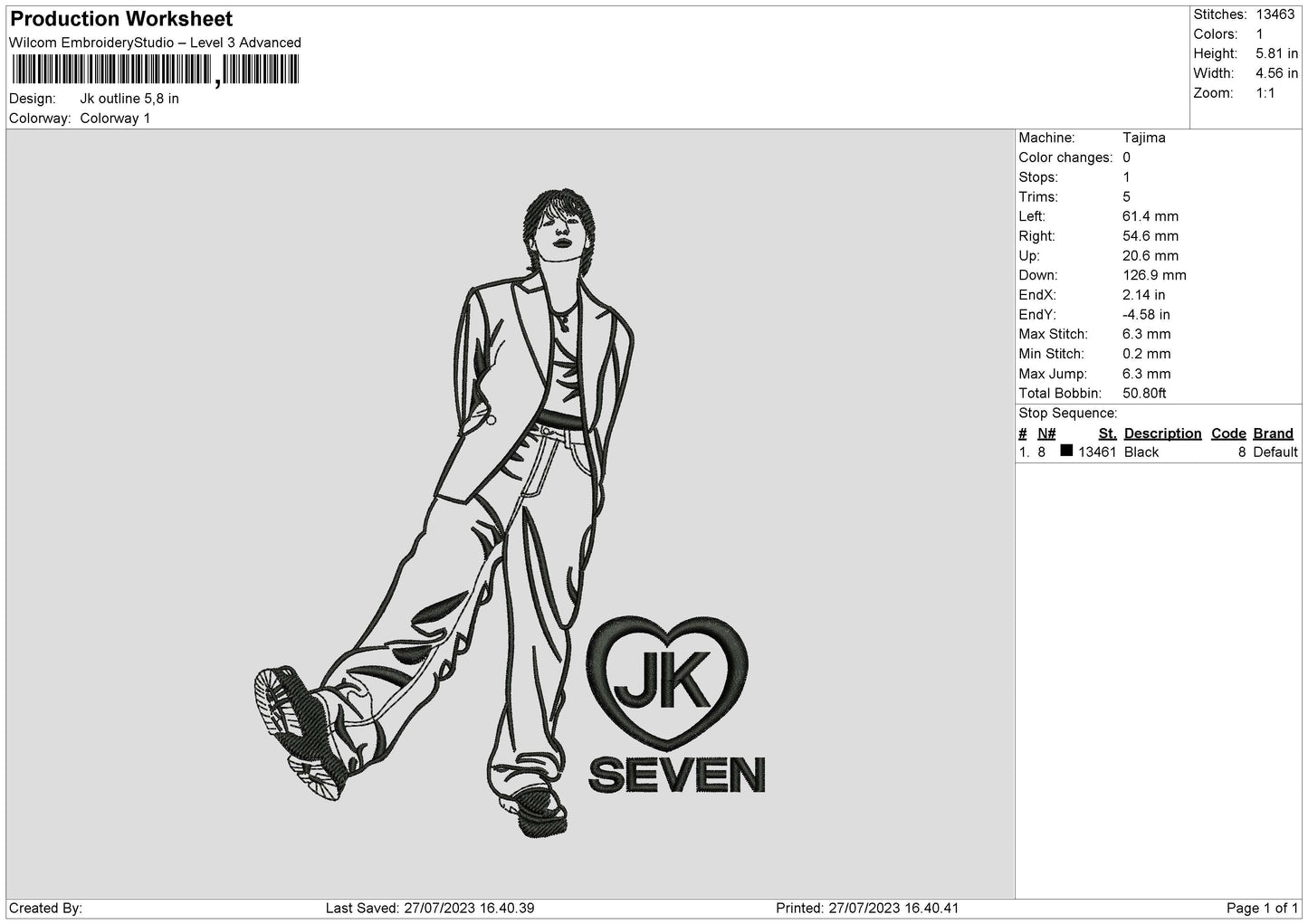 Jk Outline Embroidery File 6 sizes