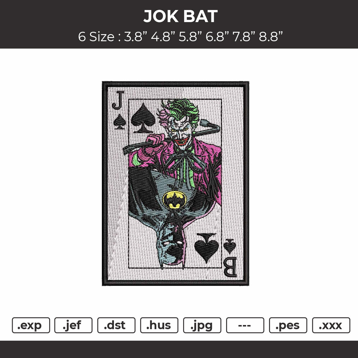 Jok Bat Embroidery File 6 sizes