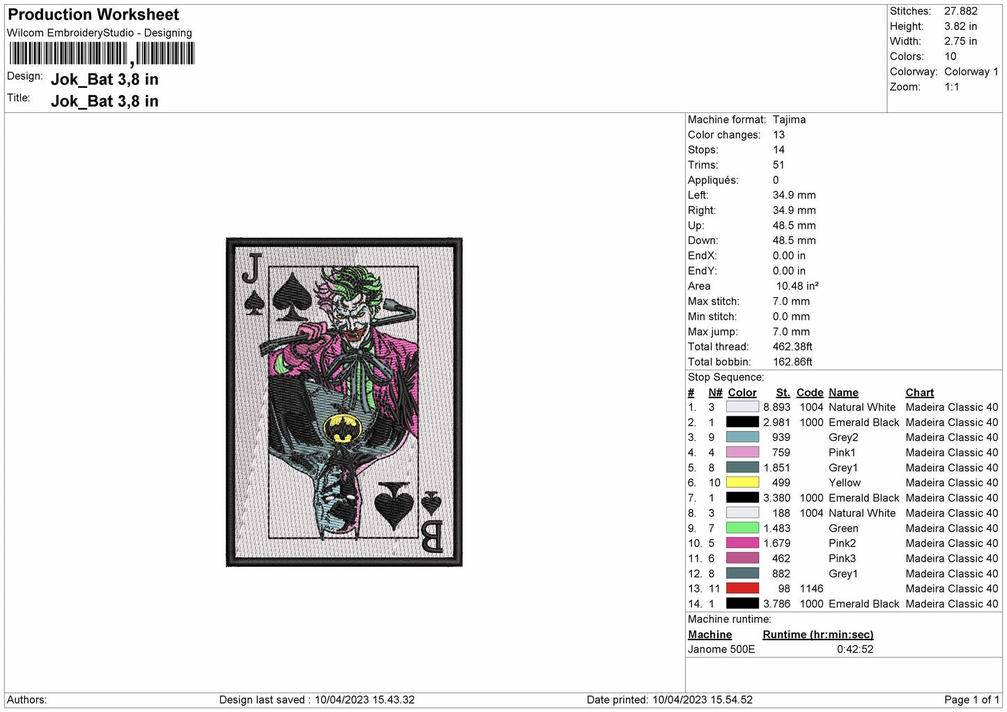 Jok Bat Embroidery File 6 sizes