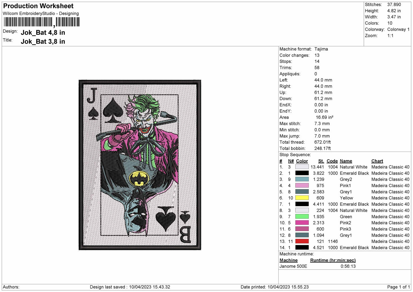 Jok Bat Embroidery File 6 sizes