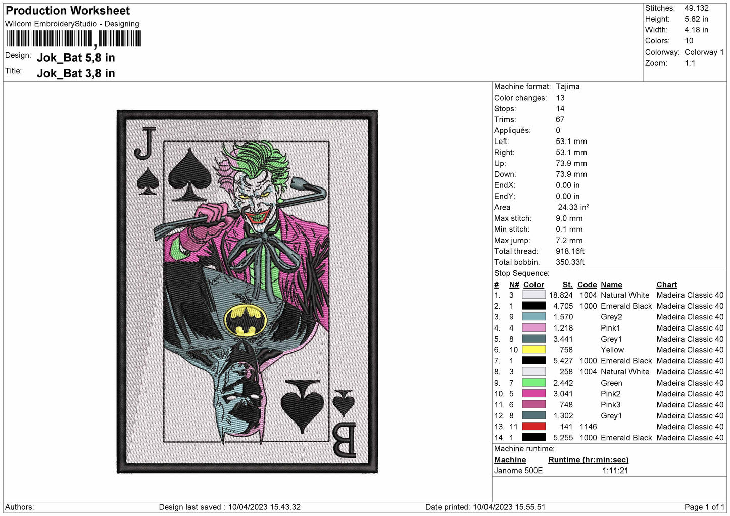 Jok Bat Embroidery File 6 sizes