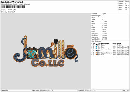 Jomille Text Embroidery Machine Design File 6 sizes