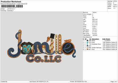 Jomille Text Embroidery Machine Design File 6 sizes