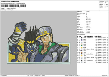 Jotaro Kujo Embroidery File 5 sizes