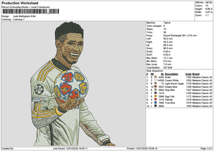 Player Jude Embroidery File 6 sizes