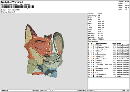 Fox 0401 Embroidery File 6 sizes