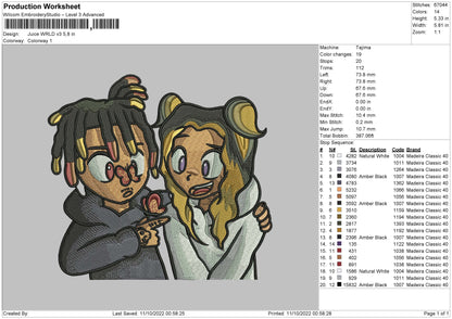 Juice Wrld V3 Embroidery File 6 sizes