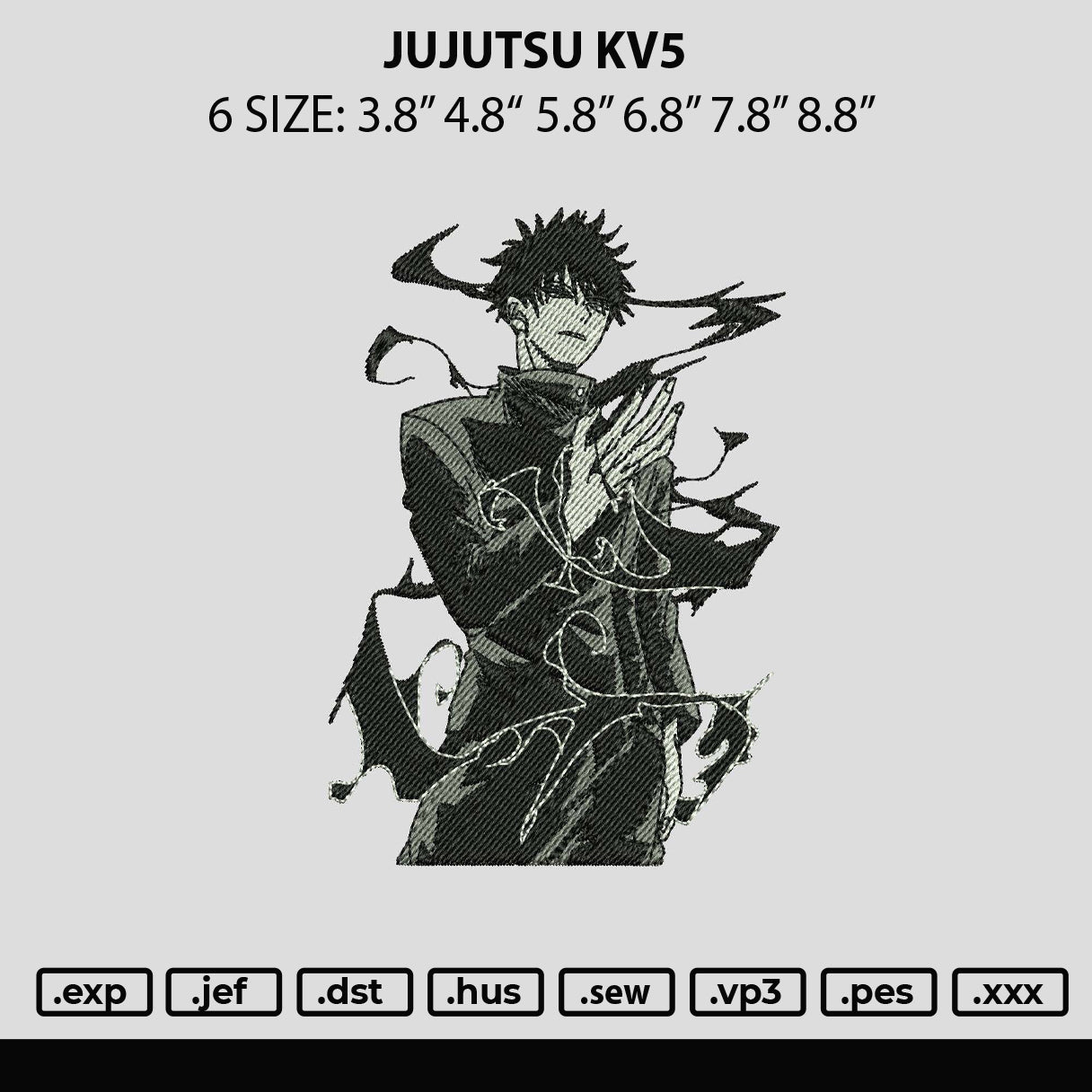 Jujutsu K V5 Embroidery File 6 sizes