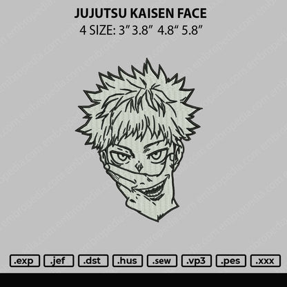 Jujutsu Kaisen Face Embroidery File 4 size