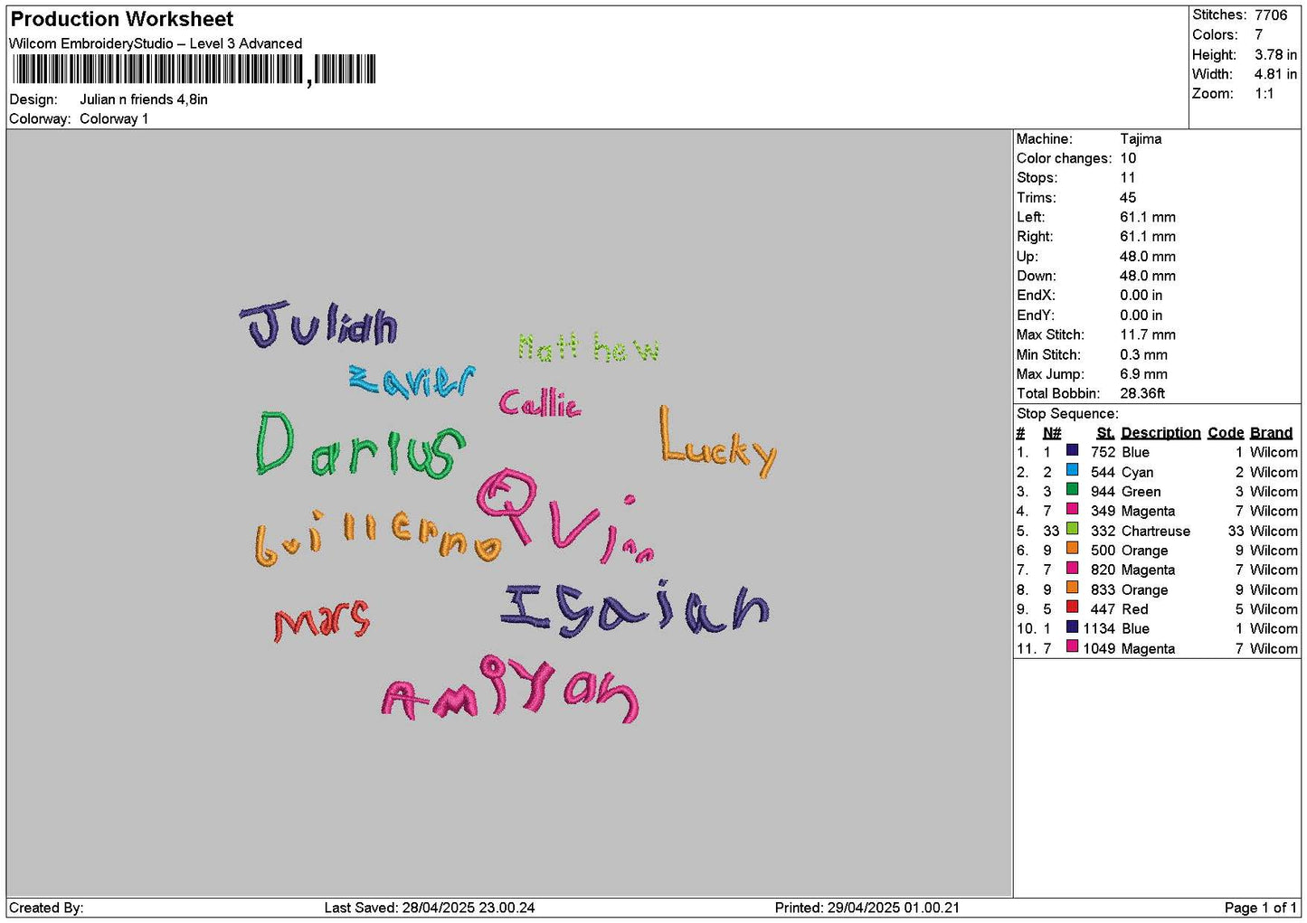 Juliantext Embroidery File 6 sizes