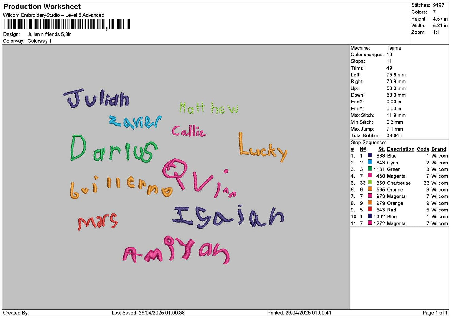Juliantext Embroidery File 6 sizes