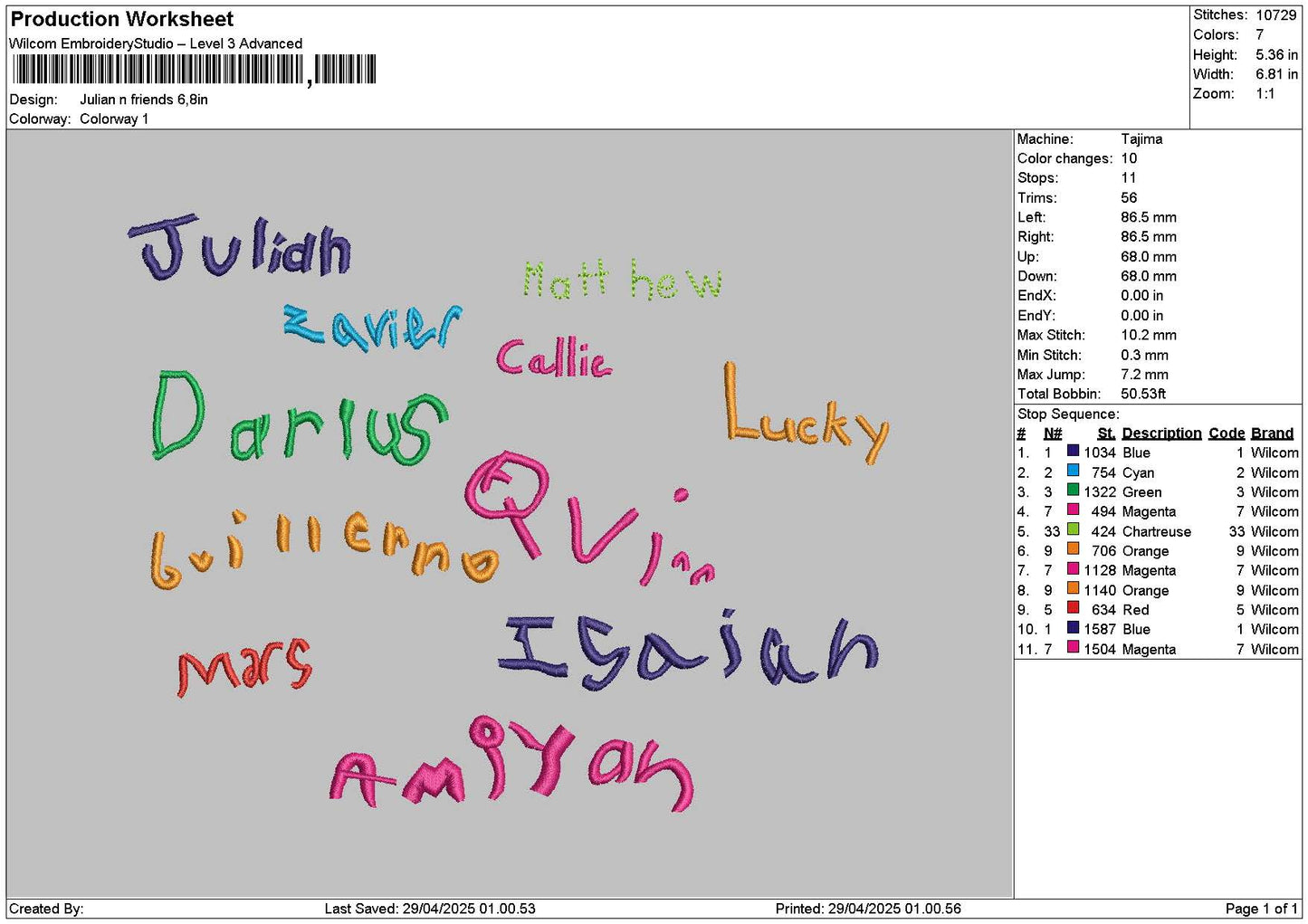 Juliantext Embroidery File 6 sizes