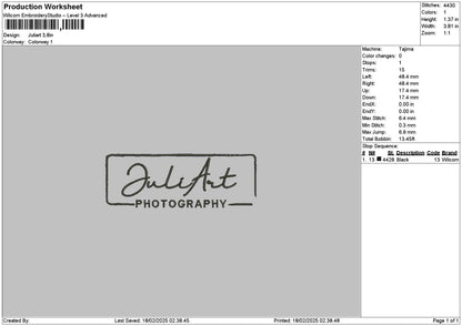 Juliarttext Embroidery File 6 sizes