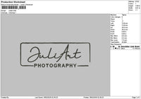 Juliarttext Embroidery File 6 sizes
