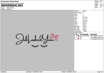 Julilatext Embroidery File 6 sizes