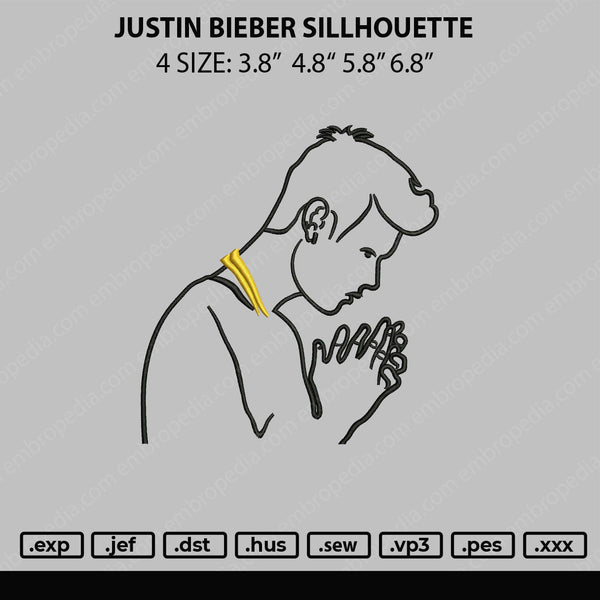 Justin Bierber Sillhouette Embroidery File 4 size